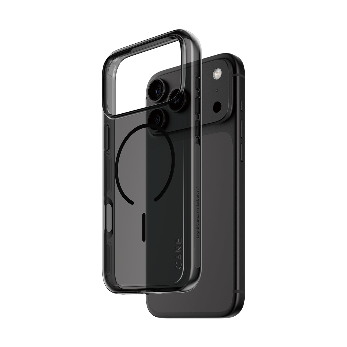 PanzerGlass CARE™ by ® Smokey Case w. Black MagSafe iPhone 2026 Pro Max | 17 Pro Max mobiele telefoon behuizingen Hoes Transparant
