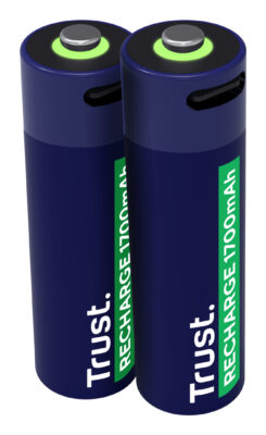 Trust USB-C Oplaadbare AA Batterijen 2-pack - Oplaadbare AA batterijen – USB-C oplaadbaar – 2 stuks – Blauw