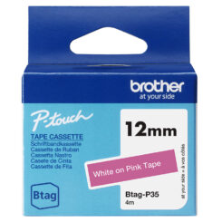 Brother BTAG-P35 labelprinter-tape Wit op roze - Afbeelding 2