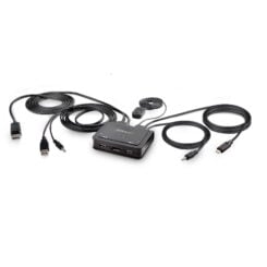 StarTech.com 2-Port Hybride USB-C DisplayPort Kabel KVM Switch, 4K 60Hz, Compacte KVM met 1.8m USB-A/DisplayPort/Audio & 1.2m USB-C Geïntegreerde Host Kabels, Bus Powered, Remote Drukknop/Hotkey Schakelaar - Afbeelding 2