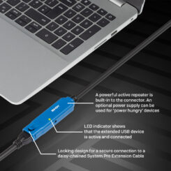 Lindy 43362 USB-kabel USB 3.2 Gen 1 (3.1 Gen 1) 30 m USB A 5 Gbit/s Zwart, Blauw - Afbeelding 6