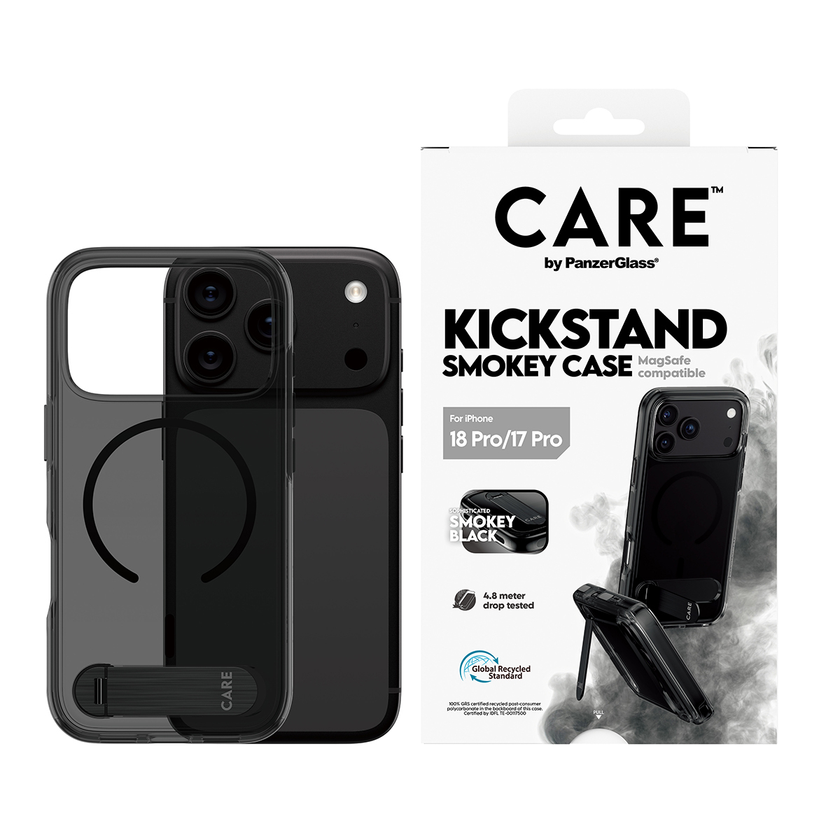 PanzerGlass CARE™ by ® Kickstand Case Smokey w. Black MagSafe iPhone 2026 Pro | 17 Pro mobiele telefoon behuizingen Hoes Transparant - Afbeelding 3