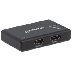 Manhattan HDMI-splitter met 2 poorten, 4K@30 Hz, dupliceert het signaal van 1 HDMI-bron naar 2 schermen (zelfde signaal op beide), netvoeding (kabel van 0,9 m), zwart, 3 jaar garantie - Afbeelding 3