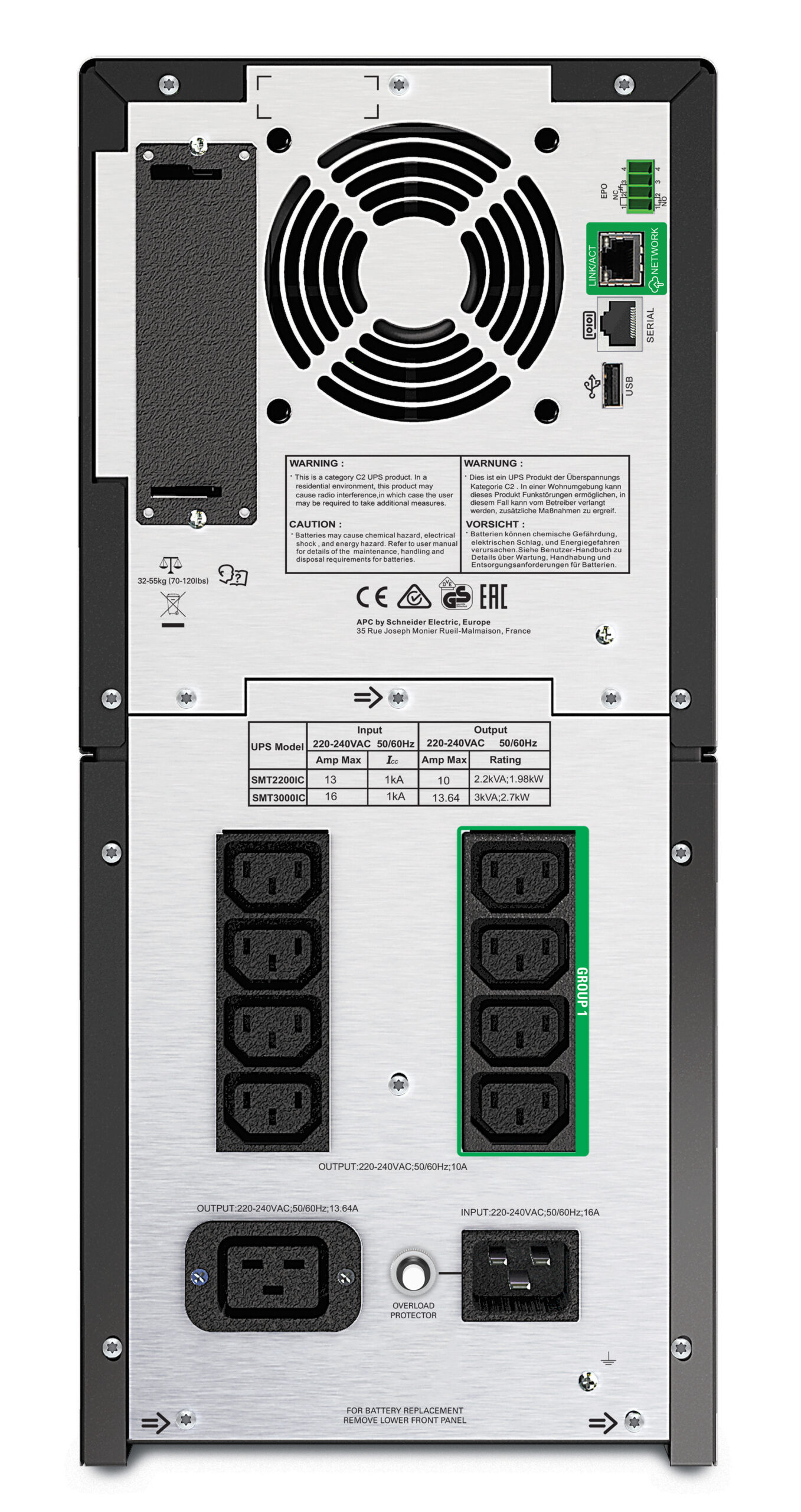 APC Smart-UPS SMT2200IC - 8x C13, 1x C19, USB, SmartConnect, 2200VA - Afbeelding 3