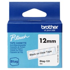 Brother BTAG-131 labelprinter-tape Zwart op zilver