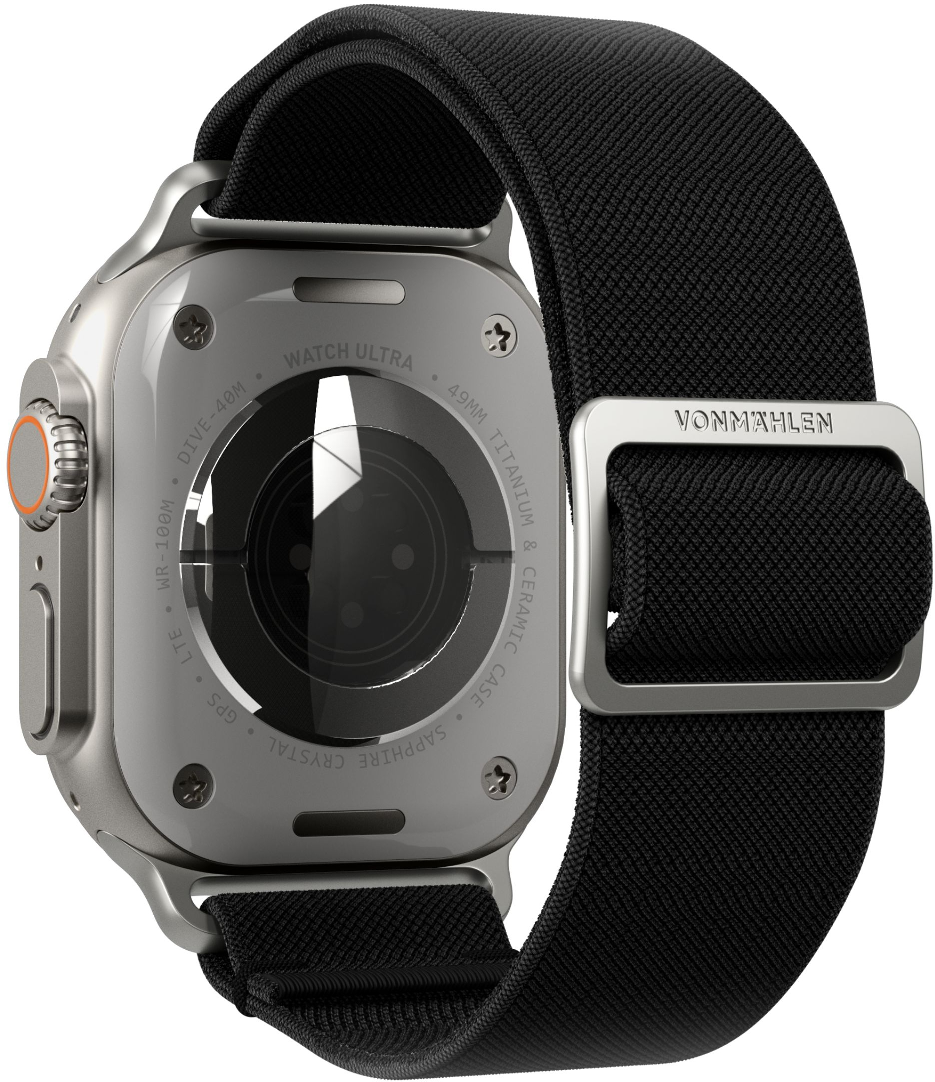Vonmählen Classic Nylon Loop For Apple Watch 44 - 45 - 46 - 49mm One Size Black - Afbeelding 3