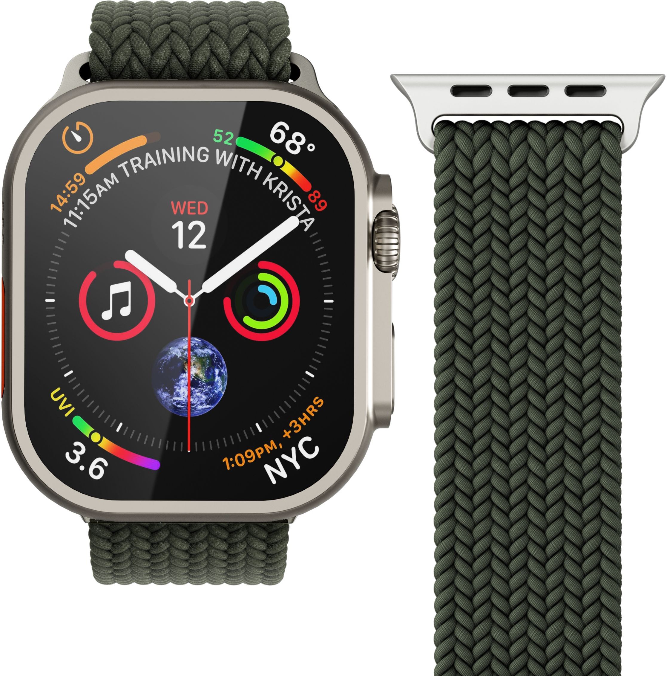 Vonmählen Woven Loop For Apple Watch 44 - 45 - 46 - 49mm One Size Silver/Olive