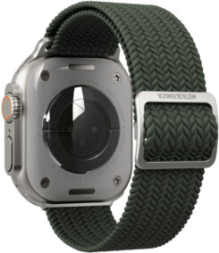 Vonmählen Woven Loop For Apple Watch 44 - 45 - 46 - 49mm One Size Silver/Olive - Afbeelding 3