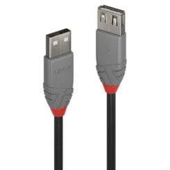 Lindy 36701 USB-kabel USB 2.0 0,5 m USB A 0,48 Gbit/s Zwart, Grijs