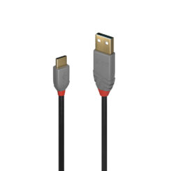 Lindy 36886 USB-kabel USB 2.0 1 m USB A USB C 0,48 Gbit/s Zwart, Grijs