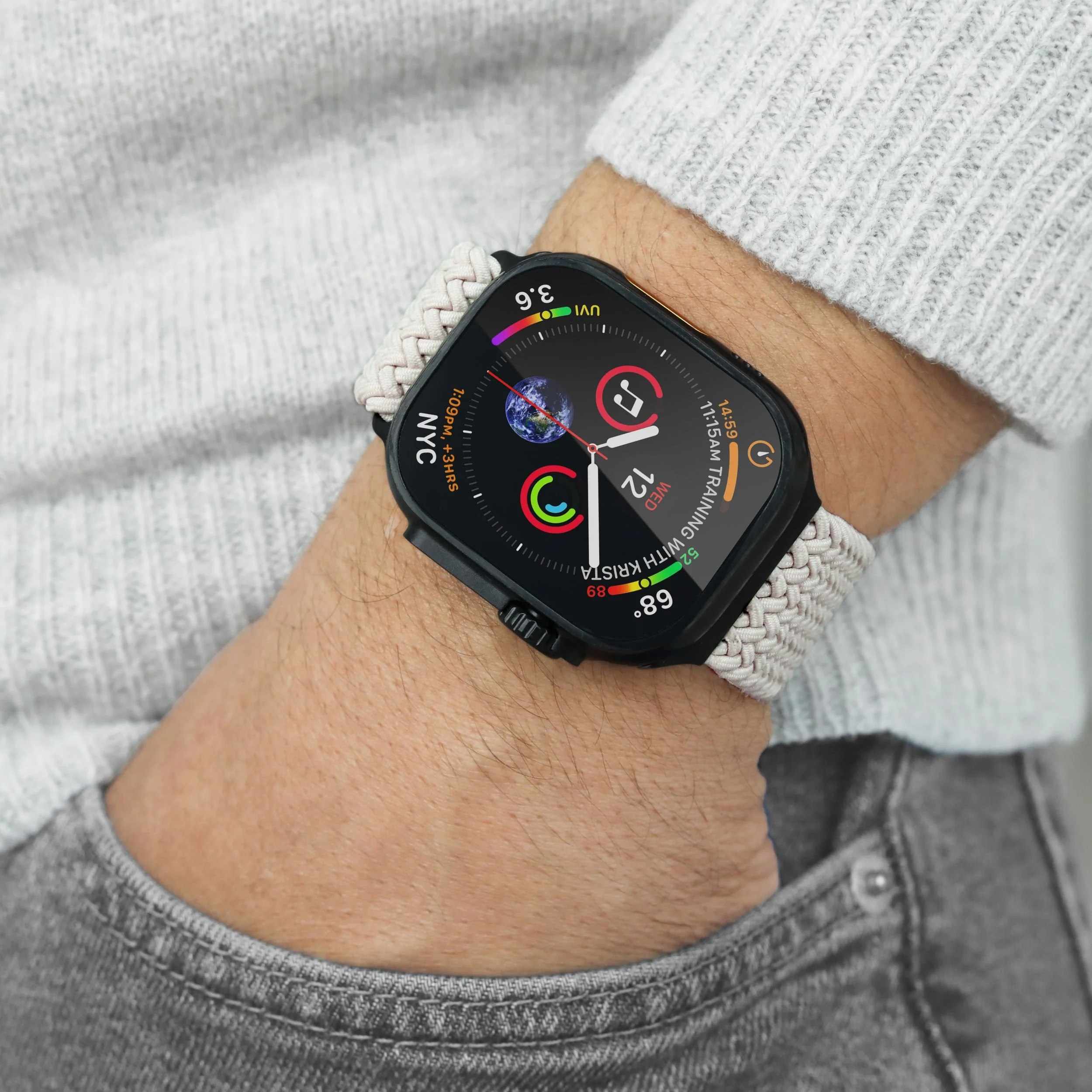 Vonmählen Woven Loop For Apple Watch 44 - 45 - 46 - 49mm One Size Black/Cream - Afbeelding 2