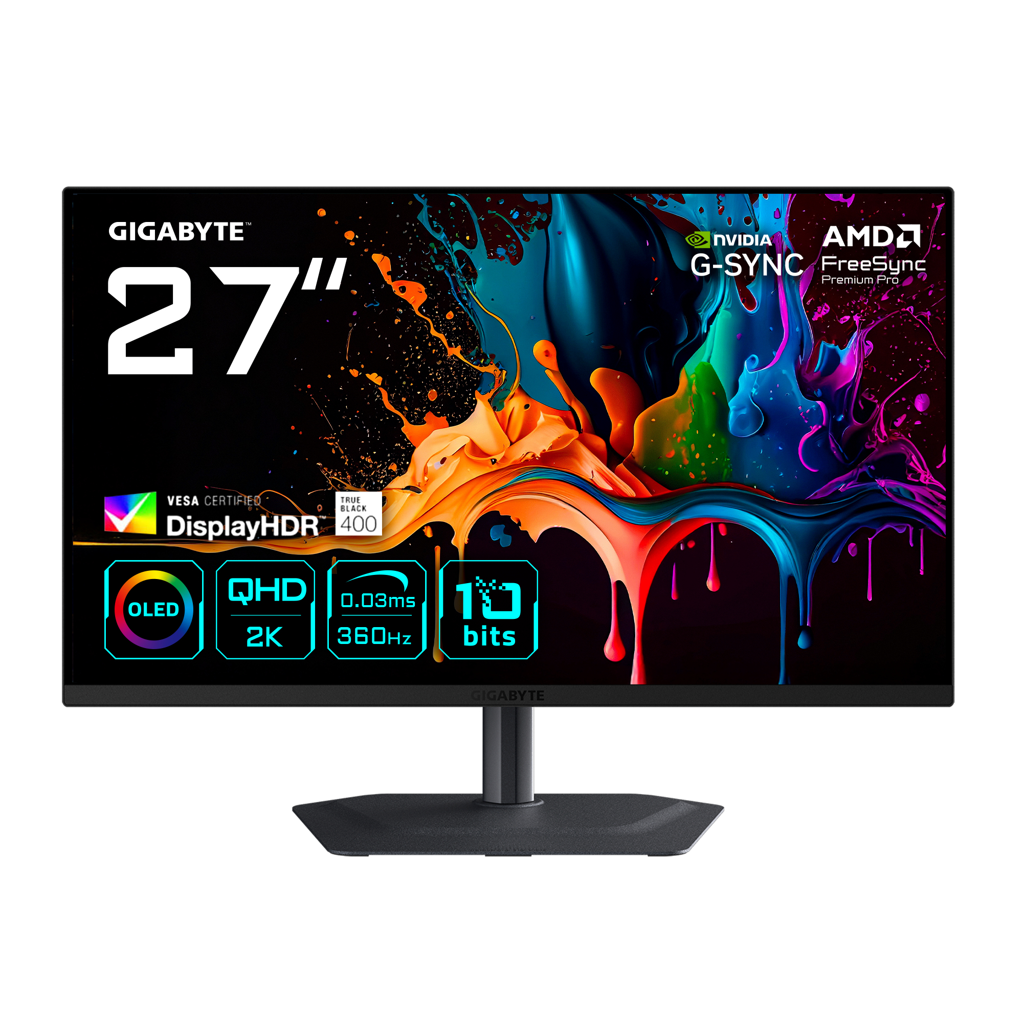 GIGABYTE MO27Q3 computer monitor 68,6 cm (27") 2560 x 1440 Pixels Quad HD QD-OLED Zwart