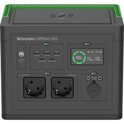 APC SE OffGrid Portable Power Station 500 - Li-Ion accu, LCD, 2x stopcontact, 3x USB-A, 2x USB-C, 3x 12V, draadloze lader