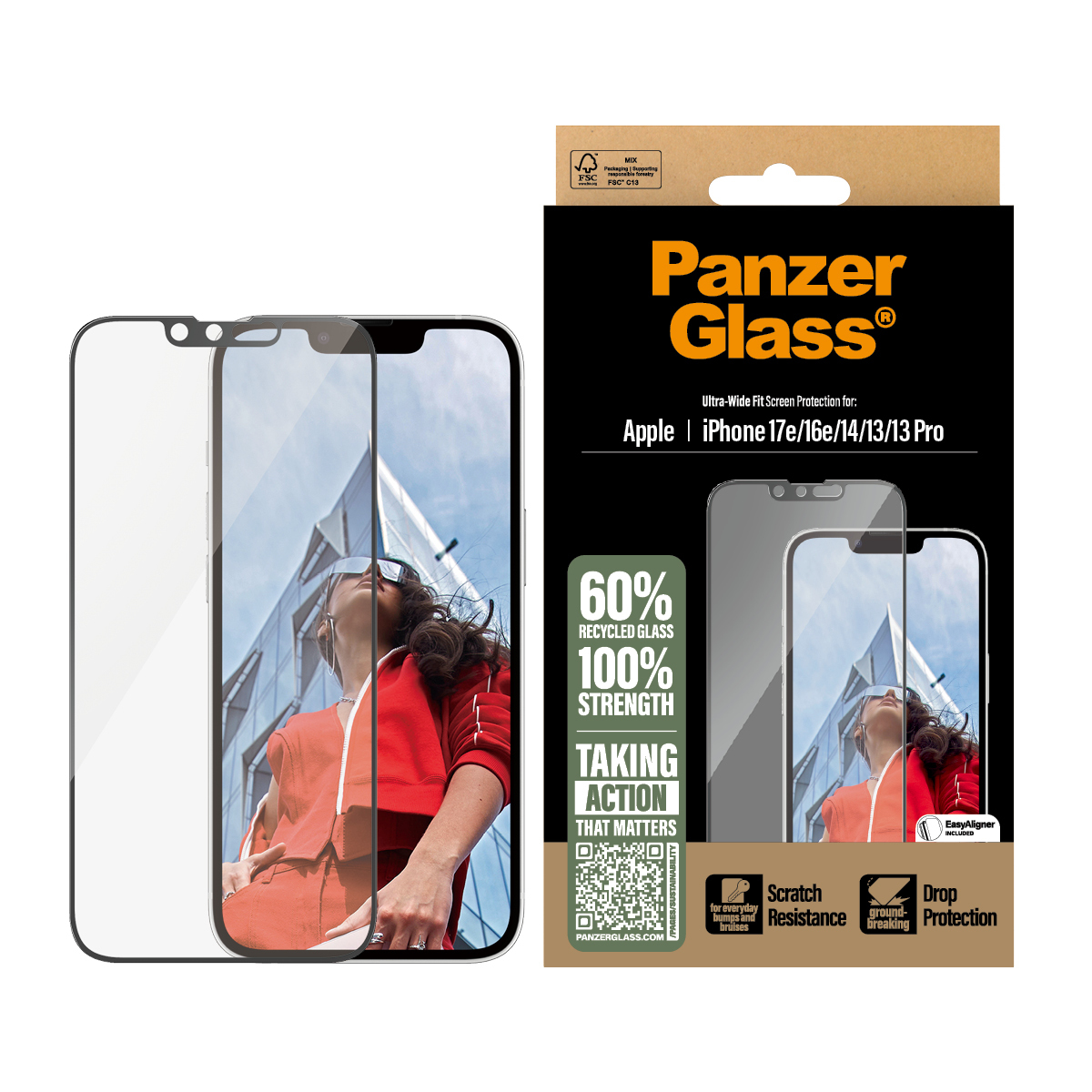 PanzerGlass ® Screen Protector iPhone 17e | 16e | 14 | 13 | 13 Pro | Ultra-Wide Fit w. EasyAligner Doorzichtige schermbeschermer Apple 1 stuk(s) - Afbeelding 3