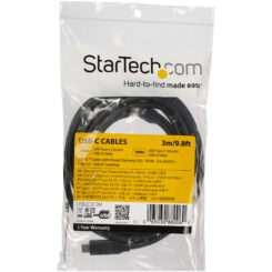StarTech.com 3m USB-C Laadkabel, Fast Charge & Sync Type C Kabel, 100W (5A) PD, USB 2.0, USB-IF Gecertificeerd - Zwarte USB Oplaadkabel - Afbeelding 6