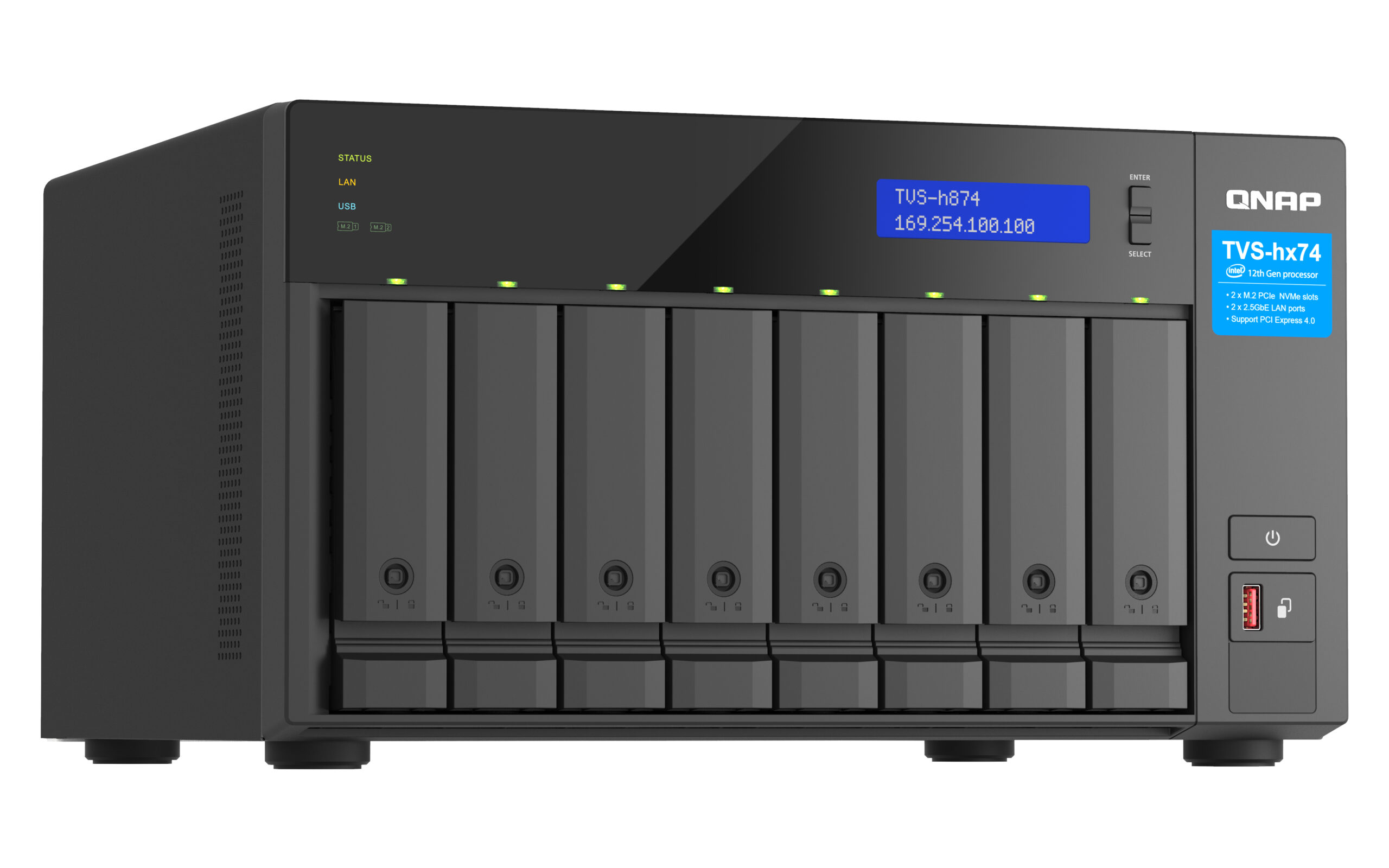 QNAP TVS-h874 NAS Tower Intel® Core™ i5 i5-12400 32 GB DDR4 0 TB QuTS hero Zwart - Afbeelding 5