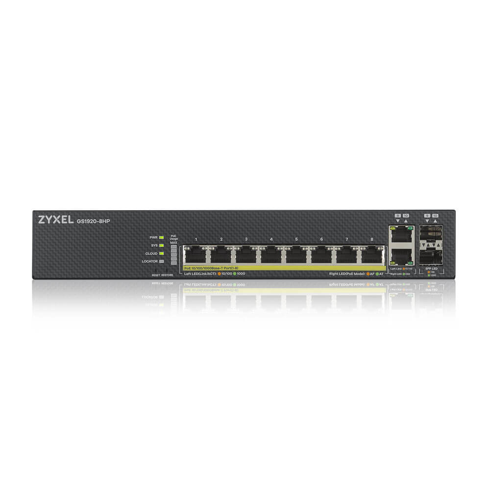 Zyxel GS1920-8HPV2 Managed Gigabit Ethernet (10/100/1000) Power over Ethernet (PoE) Zwart - Afbeelding 3