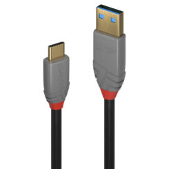 Lindy 36911 USB-kabel 1 m USB C USB A 10 Gbit/s Zwart, Grijs