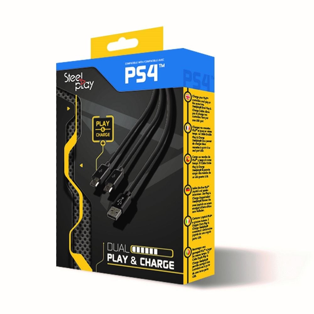 Steelplay Dual Play & Charge Kabel Geschikt Voor PS4 Controllers - USB, Zwart - Afbeelding 3