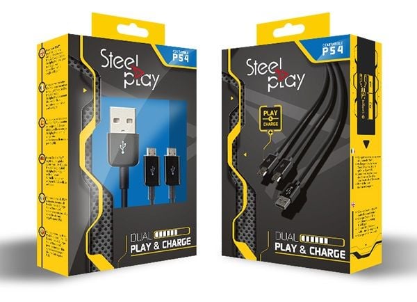 Steelplay Dual Play & Charge Kabel Geschikt Voor PS4 Controllers - USB, Zwart - Afbeelding 4
