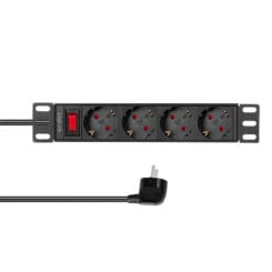 LogiLink PDU4B01 energiedistributie 4 AC-uitgang(en) 1U Zwart