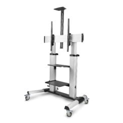 StarTech.com Verrijdbare TV Standaard op Wielen voor 60-100inch Flat Screens tot 100kg, In Hoogte Verstelbaar via Krukas, Mobiele Televisie Standaard/Trolley