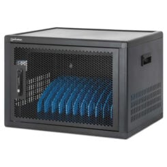 Manhattan Laadkast/laadtrolley USB-C 65W voor 12 laptops (tot 16"), geschikt voor laptops, iPads, MacBooks, Chromebooks en andere USB-C apparaten, vakken 395x290x32.5 mm, USB-C laadkabels inbegrepen, afsluitbaar, EU/UK-stroomkabels inbegrepen