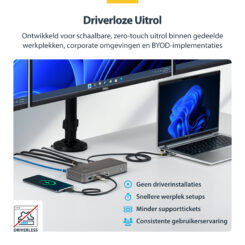 StarTech.com USB-C Docking Station Triple 4K Displays (2x 4K 60Hz, 1x 4K 30Hz), 100W Power Delivery, 6x USB 10Gbps, Gigabit Ethernet, DisplayPort + HDMI, Driverless Windows Laptop Dock - Afbeelding 6