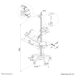 Neomounts FPMA-MOBILE1800 Mobiel werkstation 10-27" - Afbeelding 4