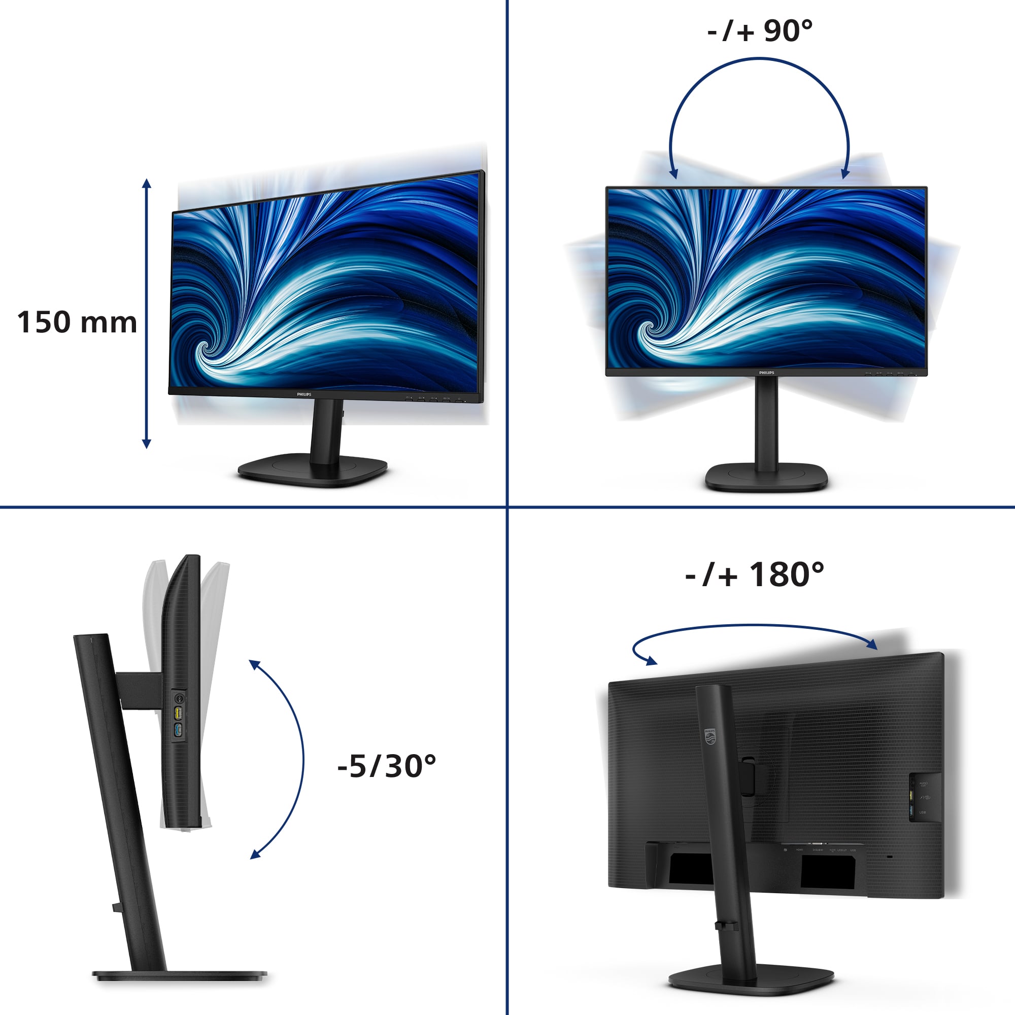 Philips 3000 series 24B2N3200J/00 computer monitor 60,5 cm (23.8") 1920 x 1080 Pixels Full HD LCD Zwart - Afbeelding 6