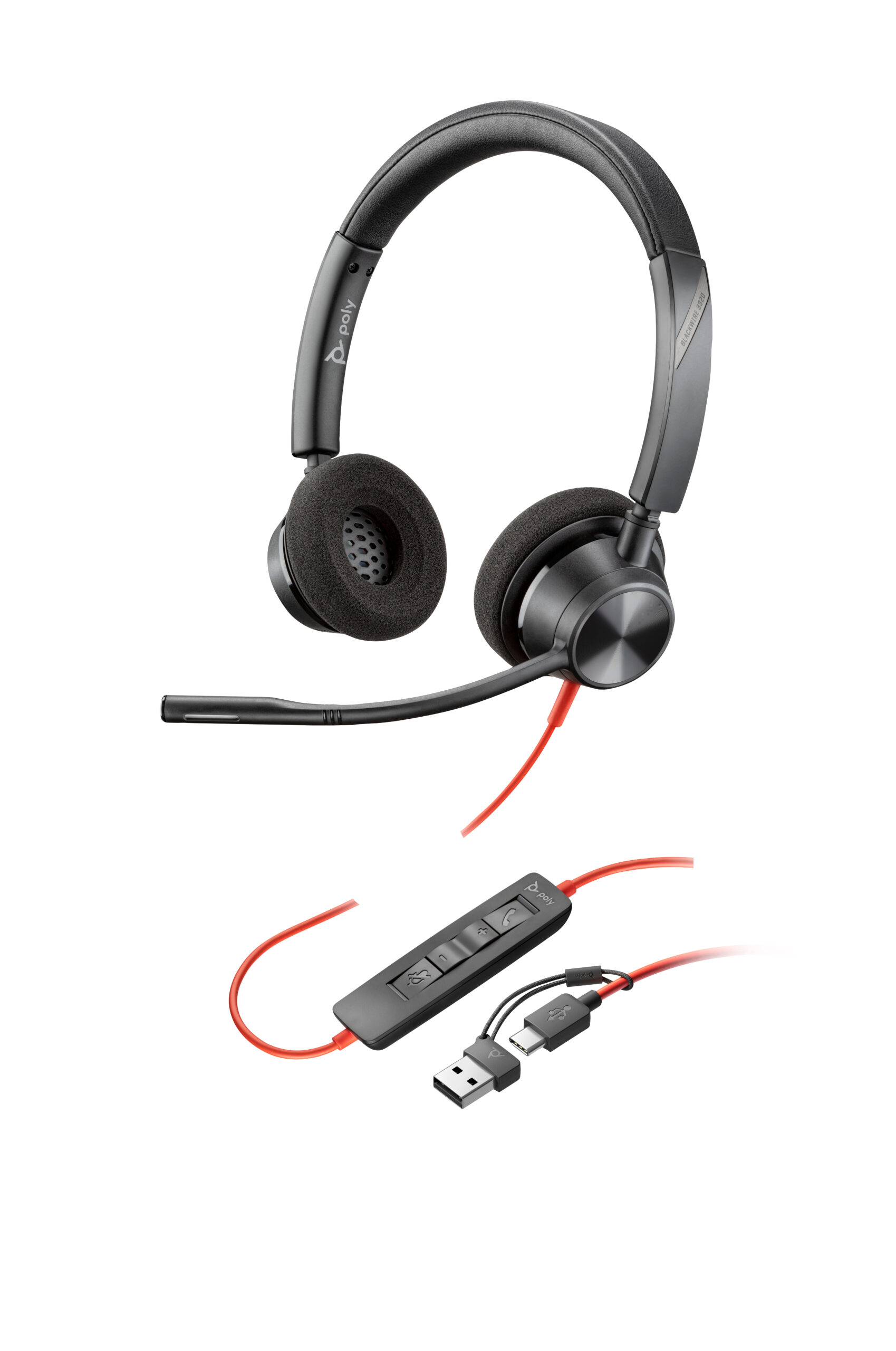 HP Poly Blackwire 3320 Stereo USB-C Headset + USB-C/A adapter - Afbeelding 6