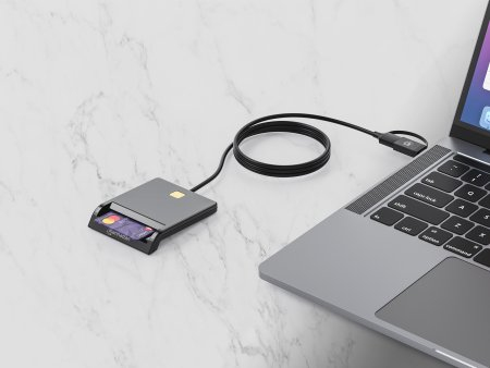Manhattan Gecombineerde USB-C/USB-A-smartcardlezer, USB 2.0 Type-C- en Type-A-stekker naar contactlezerinterface, ondersteunt Windows, macOS en Linux, leest simkaarten met adapter (niet inbegrepen), kabel van 1 m, zwart - Afbeelding 3