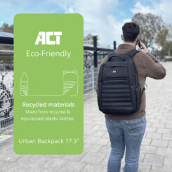 ACT Urban laptop rugzak 17,3", gemaakt van gerecyclede plastic flessen - Afbeelding 3