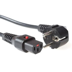 ACT Netsnoer CEE 7/7 male (haaks) - C13 IEC Lock zwart 1 m, EL249S - Afbeelding 2