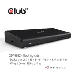 CLUB3D Type-C Universeel (2x 4K60Hz +1x 4K30Hz), oplaad Docking Station 60W DisplayLink® gecertificeerd en DP alt modus - kensington lock - Afbeelding 5