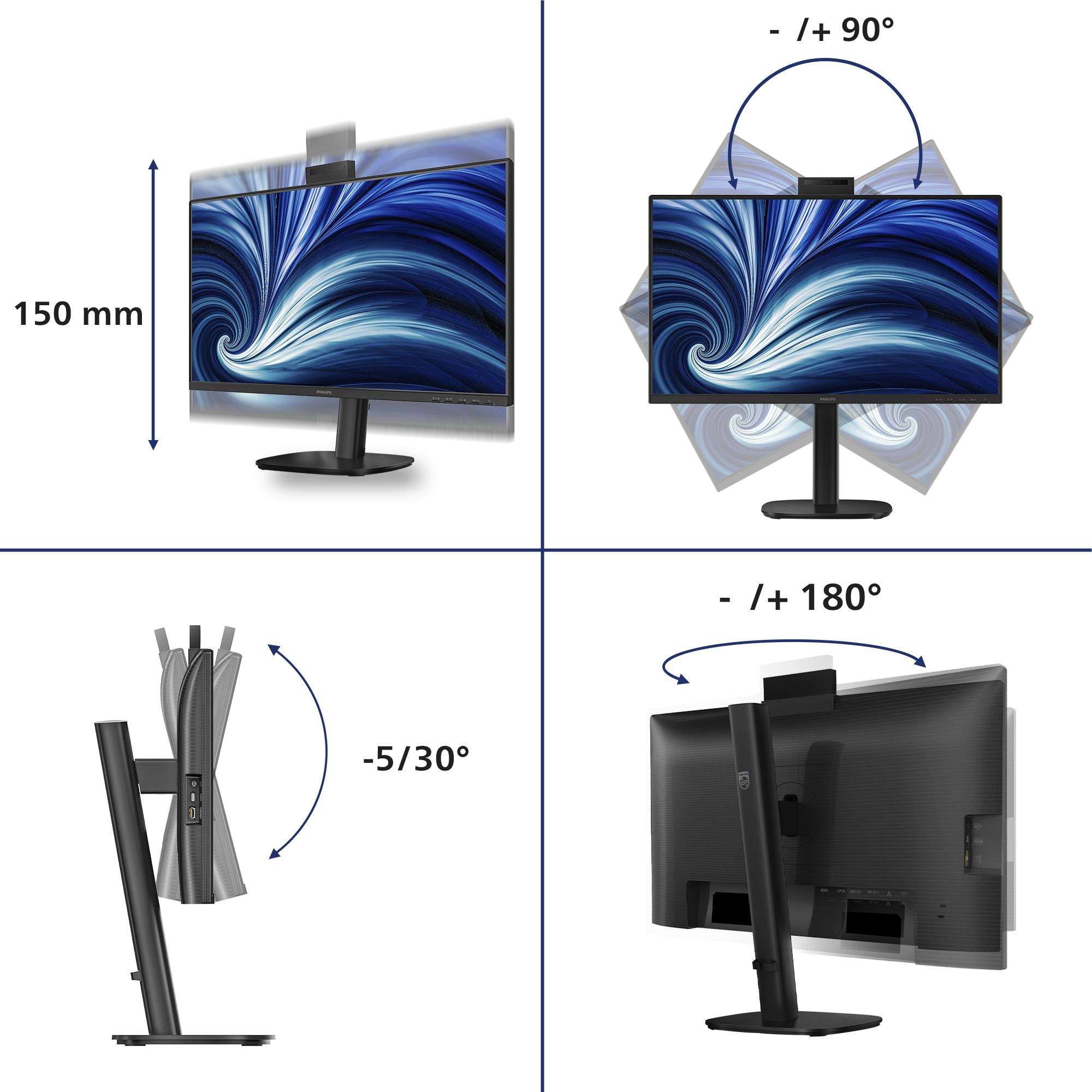Philips 3000 series 24B2U3301H/00 computer monitor 60,5 cm (23.8") 1920 x 1080 Pixels Full HD LCD Zwart - Afbeelding 4