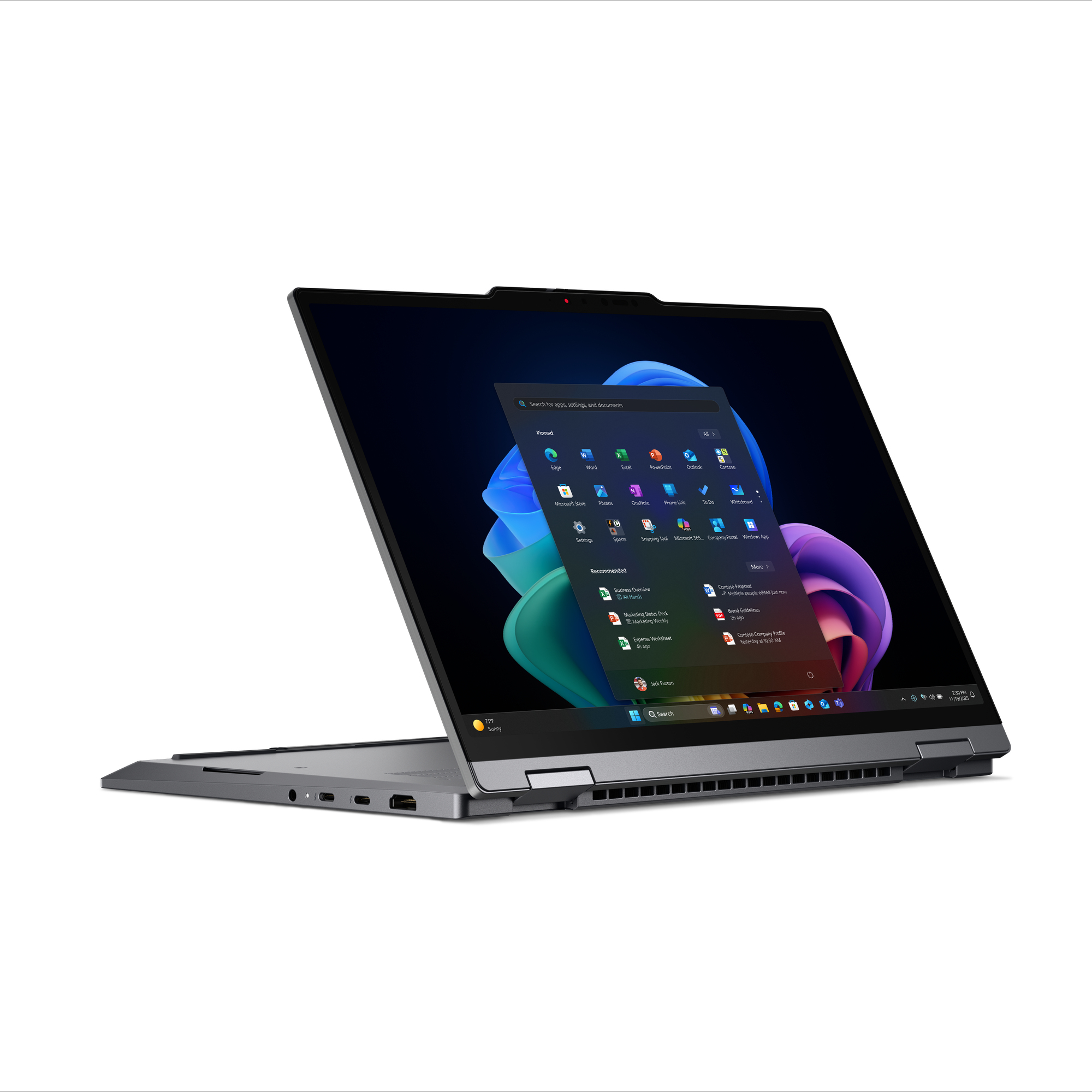 Lenovo ThinkPad X1 2-in-1 Gen 11 Aura Edition Copilot+ PC Intel Core Ultra 7 355 Hybride (2-in-1) 35,6 cm (14") Touchscreen WUXGA 32 GB LPDDR5x-SDRAM 1 TB SSD Wi-Fi 7 (802.11be) Windows 11 Pro Grijs Engels - Afbeelding 3