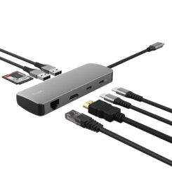 Trust Dalyx 8-in-1 USB-C Multiport Adapter - USB-C hub – HDMI en Ethernet – Power Delivery ondersteuning – Grijs - Afbeelding 4