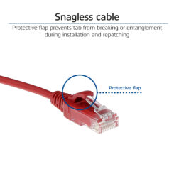ACT Rode 0.5 meter LSZH U/UTP CAT6 datacenter slimline patchkabel snagless met RJ45 connectoren - Afbeelding 6