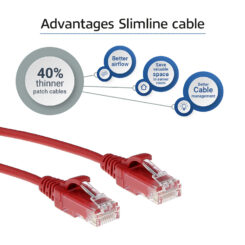 ACT Rode 0.5 meter LSZH U/UTP CAT6 datacenter slimline patchkabel snagless met RJ45 connectoren - Afbeelding 5