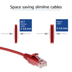 ACT Rode 0.5 meter LSZH U/UTP CAT6 datacenter slimline patchkabel snagless met RJ45 connectoren - Afbeelding 4
