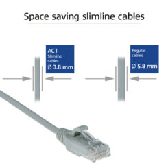 ACT Grijze 5 meter LSZH U/UTP CAT6 datacenter slimline patchkabel snagless met RJ45 connectoren - Afbeelding 4
