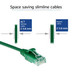 ACT Groene 0.5 meter LSZH U/UTP CAT6 datacenter slimline patchkabel snagless met RJ45 connectoren - Afbeelding 4