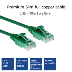ACT Groene 0.5 meter LSZH U/UTP CAT6 datacenter slimline patchkabel snagless met RJ45 connectoren - Afbeelding 3