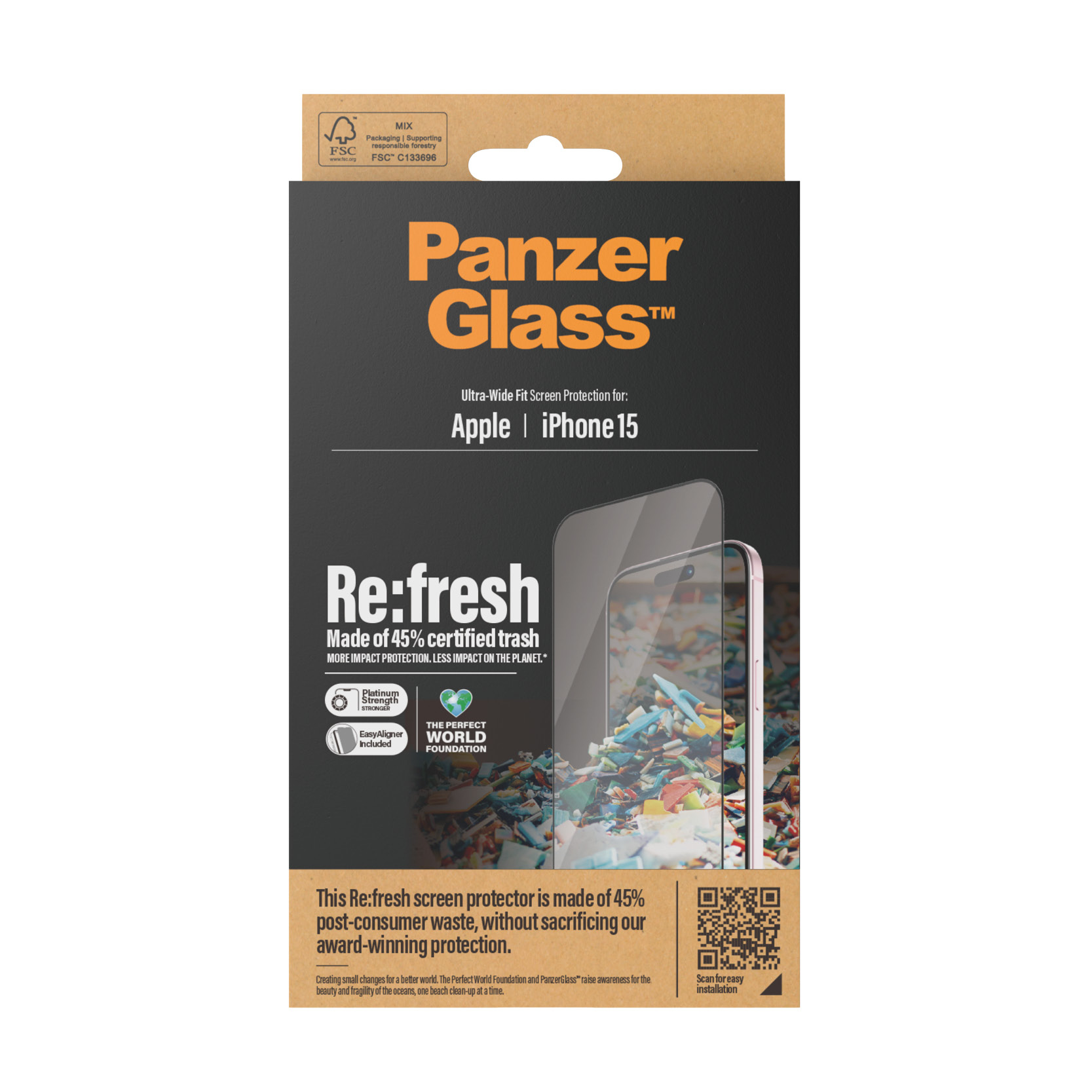 PanzerGlass ® Re:fresh Screen Protector iPhone 15 | Ultra-Wide Fit w. EasyAligner Doorzichtige schermbeschermer Apple 1 stuk(s) - Afbeelding 4