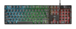 Trust GXT 835 Azor Verlicht gaming‑toetsenbord – gaming toetsenbord – Rainbow Wave verlichting – Anti‑ghosting functie – QWERTY – Zwart - Afbeelding 3