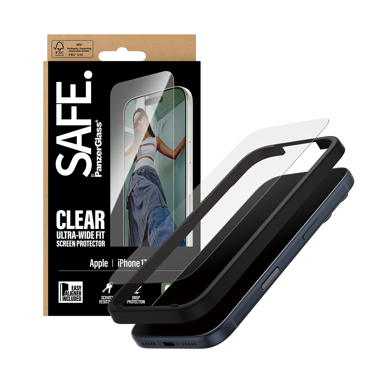PanzerGlass SAFE. by ® Screen Protector iPhone 17 Pro | Ultra-Wide Fit w. EasyAligner Doorzichtige schermbeschermer Apple 1 stuk(s) - Afbeelding 6