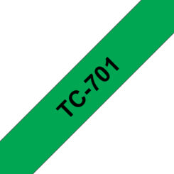 Brother TC-701 labelprinter-tape Zwart op groen - Afbeelding 2