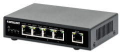 Intellinet 5-poorts Gigabit Ethernet PoE+ netwerk switch, 4x PoE-poorten, IEEE 802.3at/af conform, 62 W PoE-budget, endspan, desktopuitvoering, 3 jaar garantie