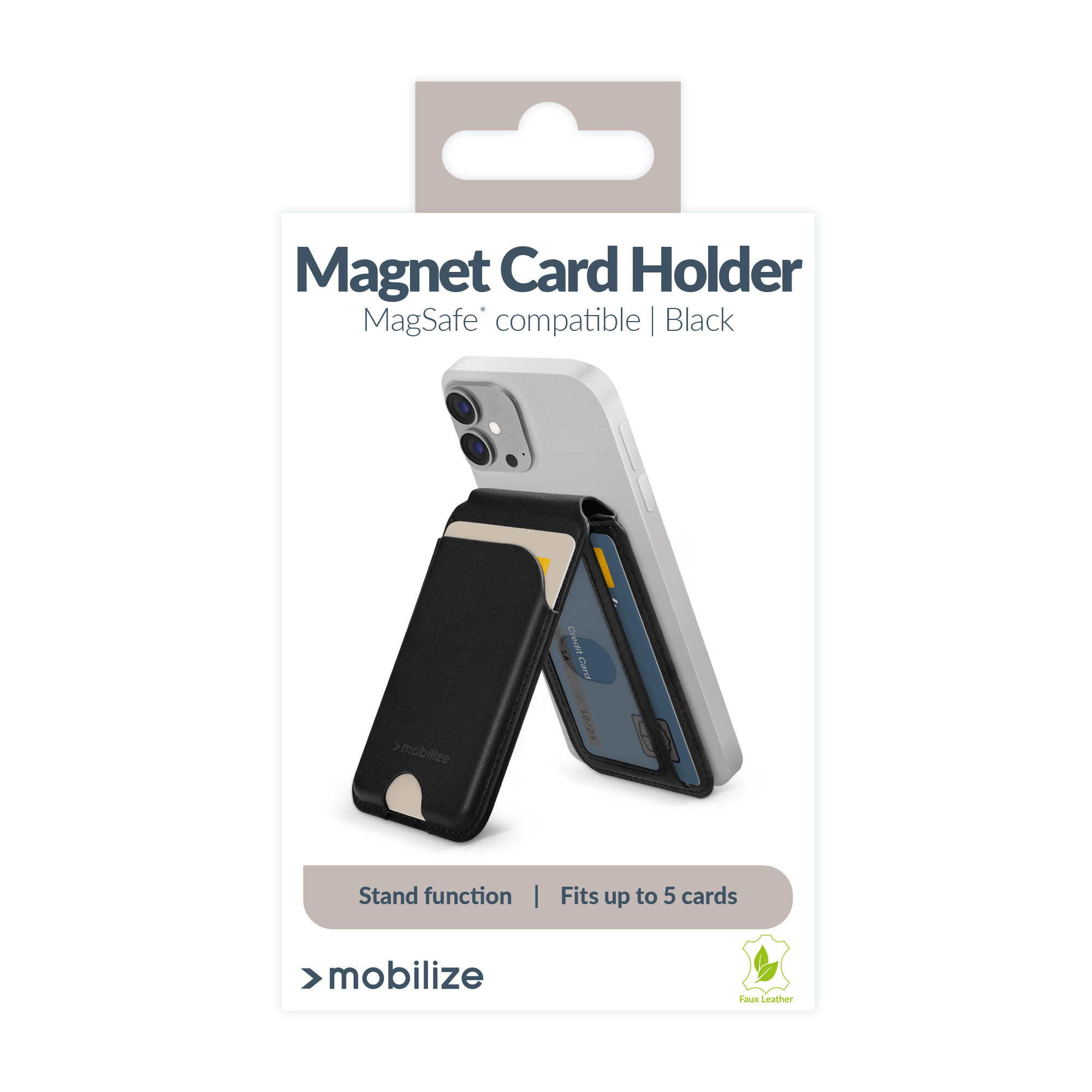 Mobilize MagSafe Compatible Magnet Card Holder with Stand Function Black - Afbeelding 9